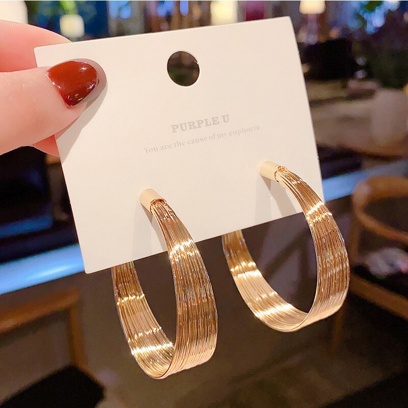 BLIJERY Exaggerated Gold Color Hoop Earrings Multi-layers Metal Circle Earrings for Women Statement Jewelry Boucles d'oreilles