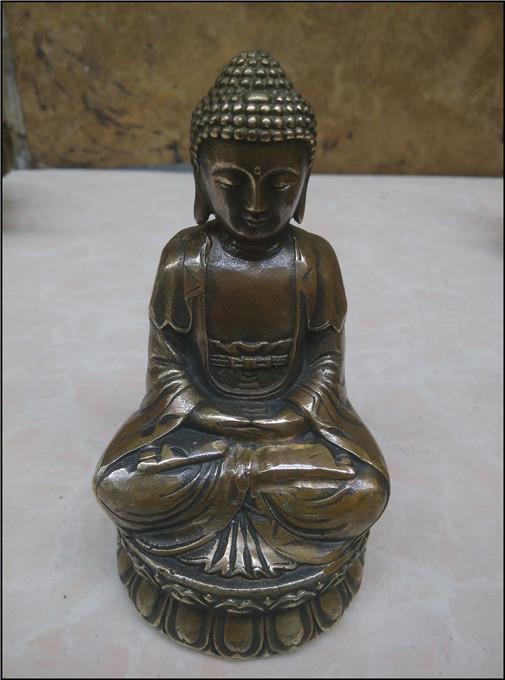 Koperen standbeeld van Boeddha, Shakya Muni, kleine boeddha standbeeld, brons doen oud, kleine boeddhisme beeldje, ambachtelijke ornamenten ~~