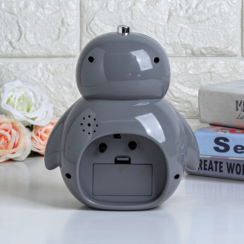 Little penguin student cartoon silent night light bedside bedroom can talk children music multi-function alarm clock