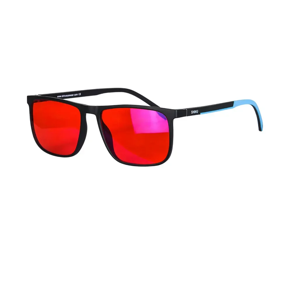 Óculos bloqueadores de luz azul SHINU com lentes vermelhas protegem seus olhos de tensão digital Óculos de bom sono Homens Lente de olho vermelho: Cáqui