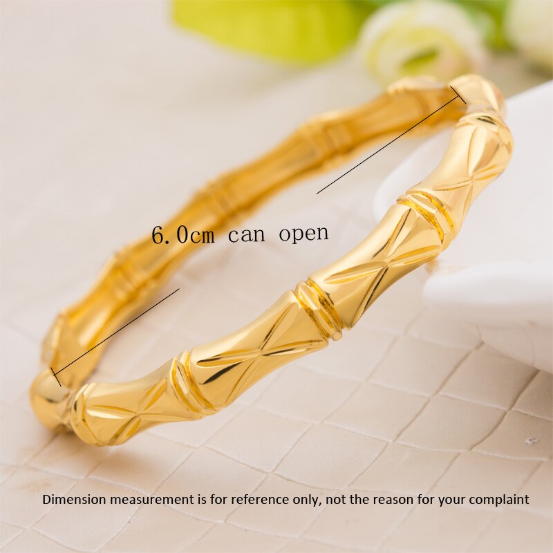 24K Dubai Indien Äthiopischen bambus Gelb Solid Gold Gefüllt Schöne Armreifen Für Frauen mädchen partei schmuck Armreifen & Armband