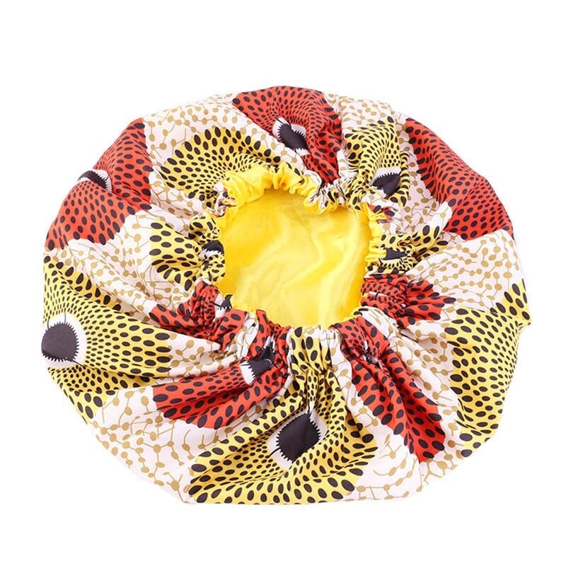 38cm store print satin hætte hårhætter søvn afrikansk mønster tryk stof ankara nat hat hår styling cover tilbehør: Type 1