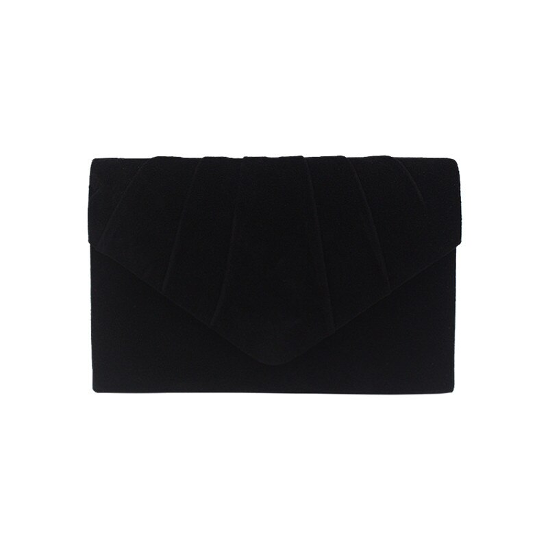 Sac à main en daim plissé pour femmes, pochette de soirée, de bal, de mariage: Black
