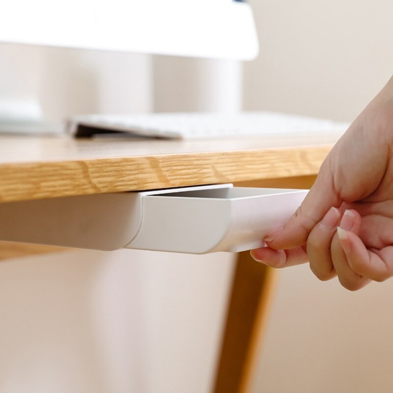 Soporte para bandeja de lápices debajo del escritorio, organizador de cajón de almacenaje de bolígrafos Pop-up, soporte de almacenamiento de papelería oculto