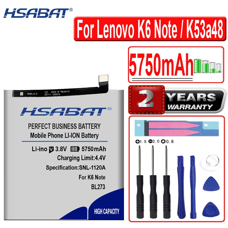 Hsabat 5750Mah BL273 Hoge Capaciteit Batterij Voor Lenovo K6 Note K6 Note Dual Sim