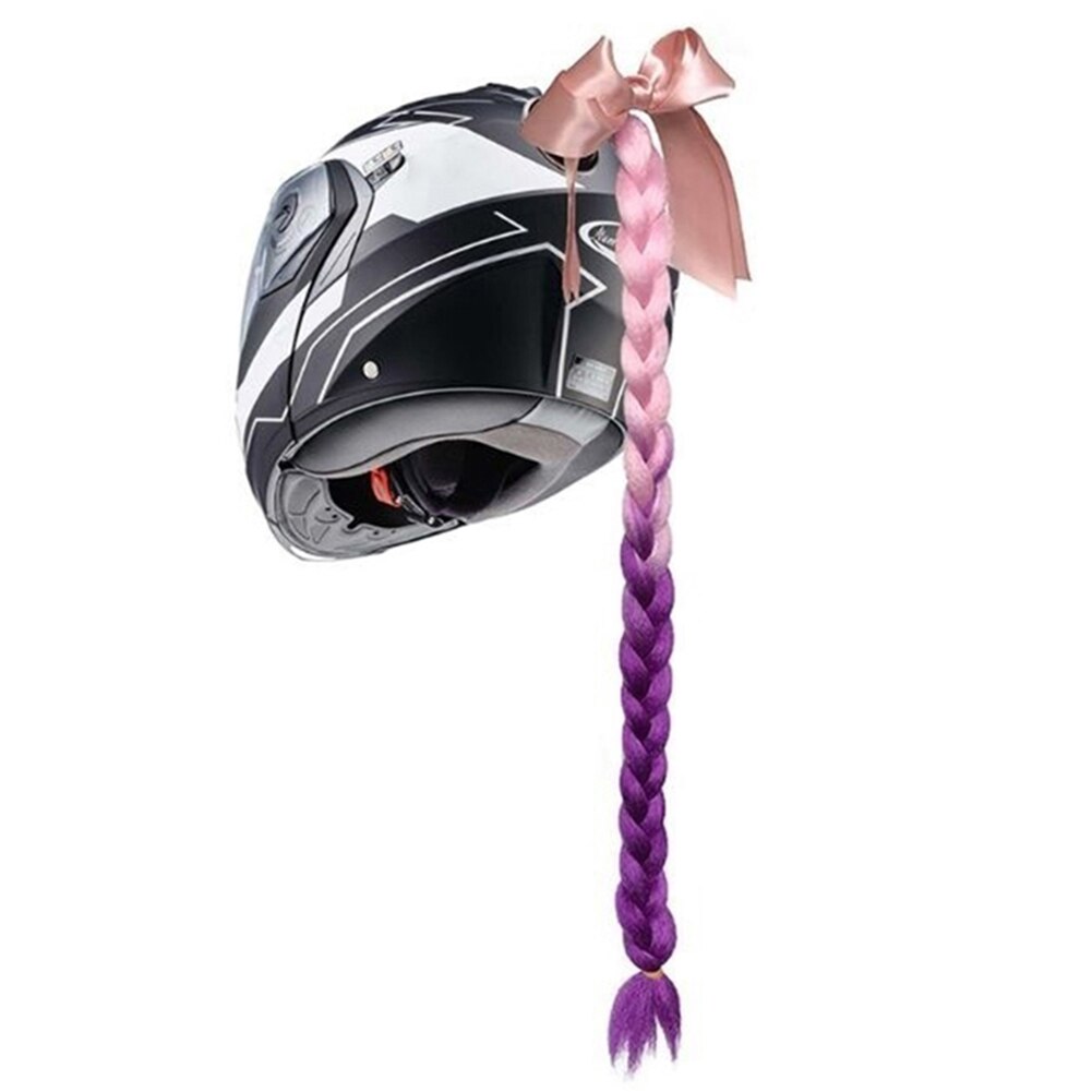 Casque de moto, accessoires de moto, queue de cheval, visage complet, dégradé torsadé, décor de queue de cheval