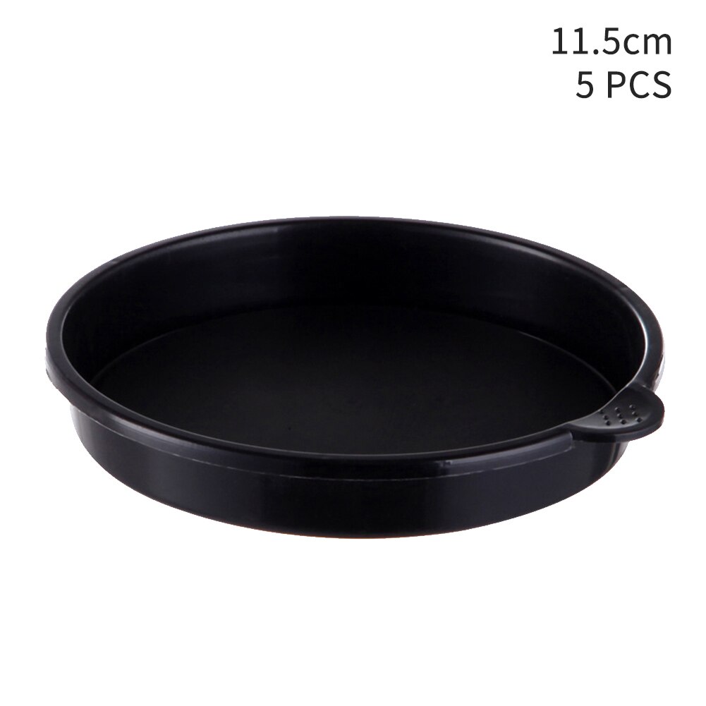 5pcs Solid Indoor Outdoor Round Flower Pot Home Garden Balcony With Handle Waterproof Durable Container Drip Tray Plant Saucer: Black 11.5cm