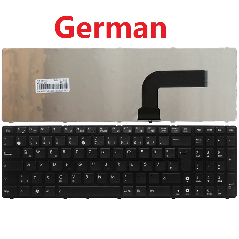US/FR/French/GR/German Laptop Keyboard for ASUS K52JK K52JR K52F X55VD G73 G73JH N73 K55N 0KNB0-6212US00 MP-10A73US-9201W: GR