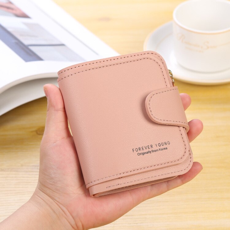 Women Wallets Luxury Brand Red Black Small Mini Coin Purse Hasp Card Holder Lady Wallet Zipper Female Leather Buckle: Pink