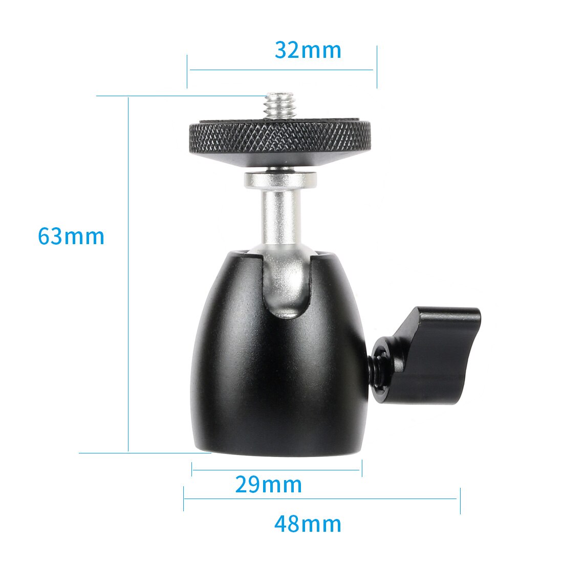 Mini Ball Head Tripod Head DSLR Camera 360 Swivel Ballhead with 1/4" Screw All Metal Monopod Light Stand Mount Adapter Support: Small