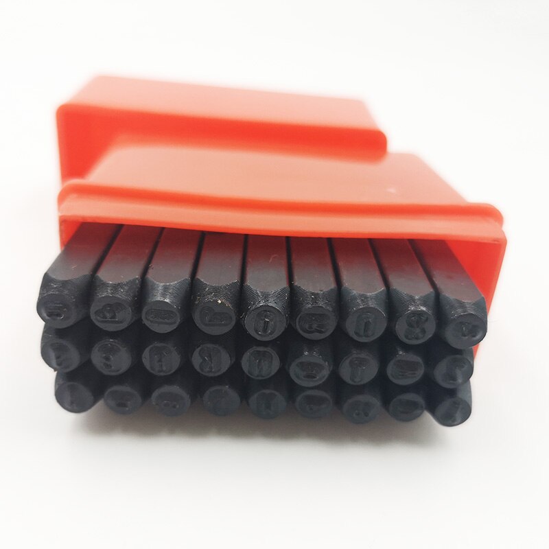 Poinçon pour cuir, outil de poinçonnage de trous de timbres fait à la main bricolage sculpture joint en acier au carbone 27 pièces/ensemble 26 lettres A-Z 2mm