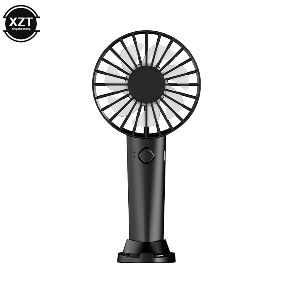 USB Mini starker Wind Hand ventilator tragbare leise wiederauf ladbare Desktop-Luftkühler mit Telefon halter Lüfter Outdoor-Reisen: Black