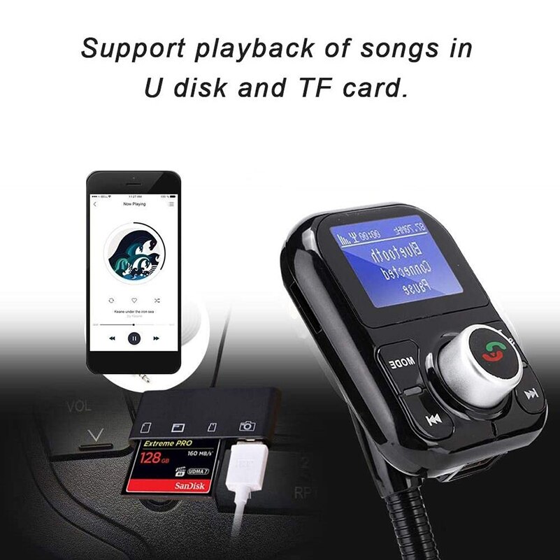 Car Digital Radio Receiver, , Car DAB Support HFP/HSP, A2DP/AVRCP for DSP，FM Bluetooth MP3 Player with LCD Screen Display