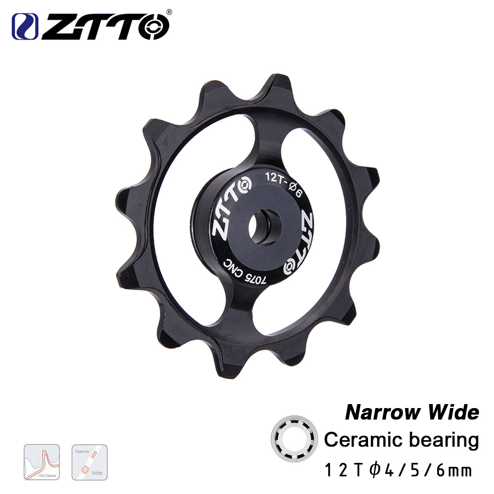 Ztto 12t 13t mtb sykkel bakgirer smal bred jockey hjul rulle keramisk trinse cnc landeveissykkel guide 4mm 5mm 6mm: 1 stk svart 12t