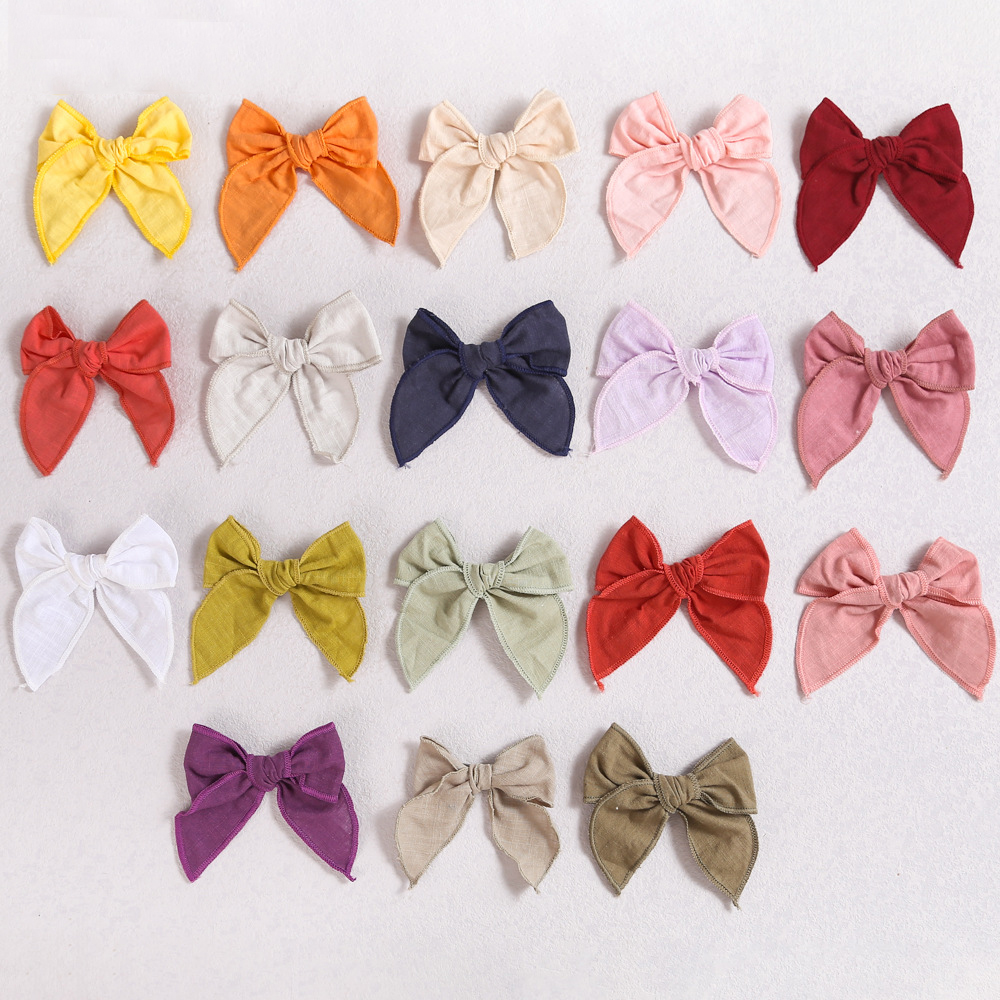 Baby Hair Clips Cotton Hairpin For girls Big Bows Barrettes Infant Linen Side Clips Hair Accessories Cute Hairgrips