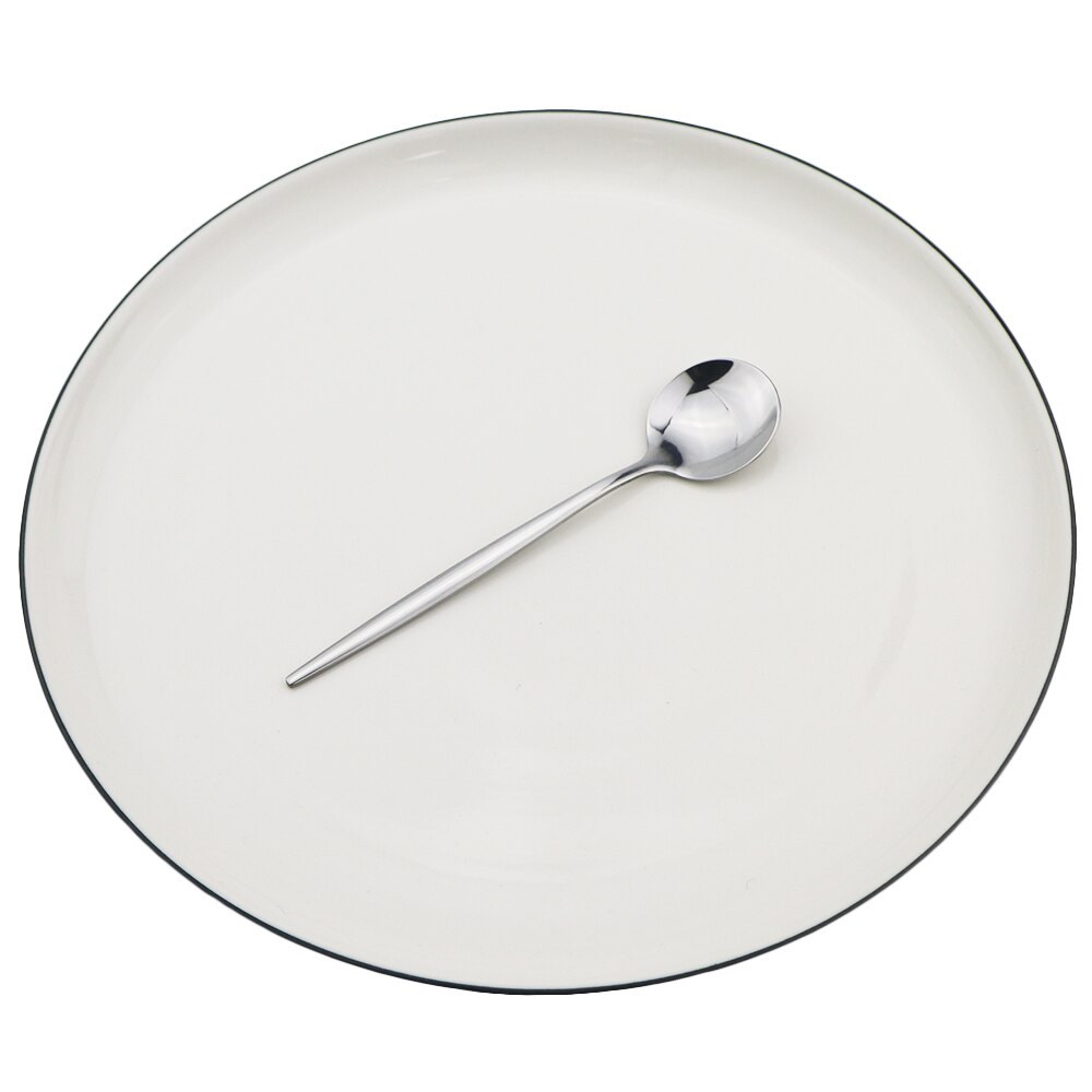 Silver Cutlery Set Stainless Steel Dinnerware Set Knife Dessert Fork Coffee Spoon Dinner Set Kitchen Tableware Silverware Set: 1Pcs Silver Teaspoon