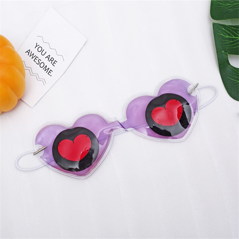 Ice Eye Patch Sleep Eyeshade Cute Cartoon Fruits Cold Compress Relieve Fatigue Sandy Beach Eye Patch Healthcare: purple heatr