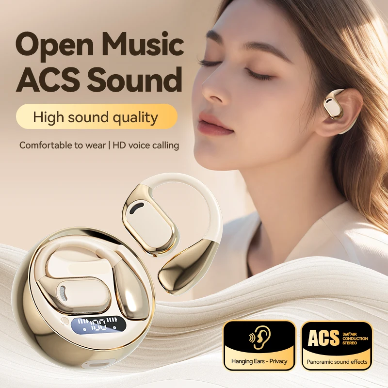 Draadloze koptelefoon Bluetooth-hoofdtelefoon Gaming-headset Oorhaken met displaymicrofoon Aanraakbediening Sport Waterdichte hoofdtelefoon