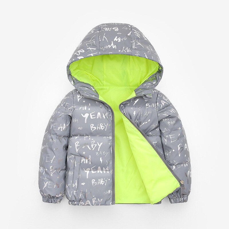 Winter Kid 'S Down Jassen Voor Jongens En Meisjes Verdikte Bling Bronzing Stijl Reflecterende Glanzende Kapmantel