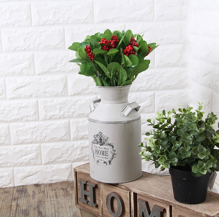 French Idyllic Iron Flowerpot Decoration Living Room Bedroom Flower Arrangement Bucket Cafe Flower Shop Flower Appliances: HOME