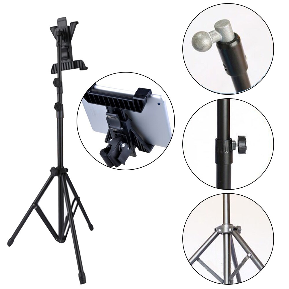 360° Rotation Adjustable Tripod Stand for iPad Lightweight Stable Versatile Tablet Tripod Holder Supporting for Ring Light Live