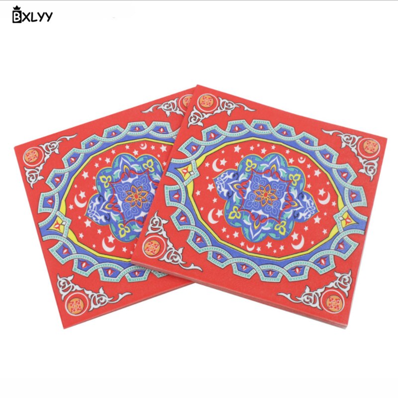 BXLYY Arabische Ramadan Festival Servet Kleur Afdrukken Tissues Papier Servet Partij met Home Decoratie Accessoires Wedding.7: 3