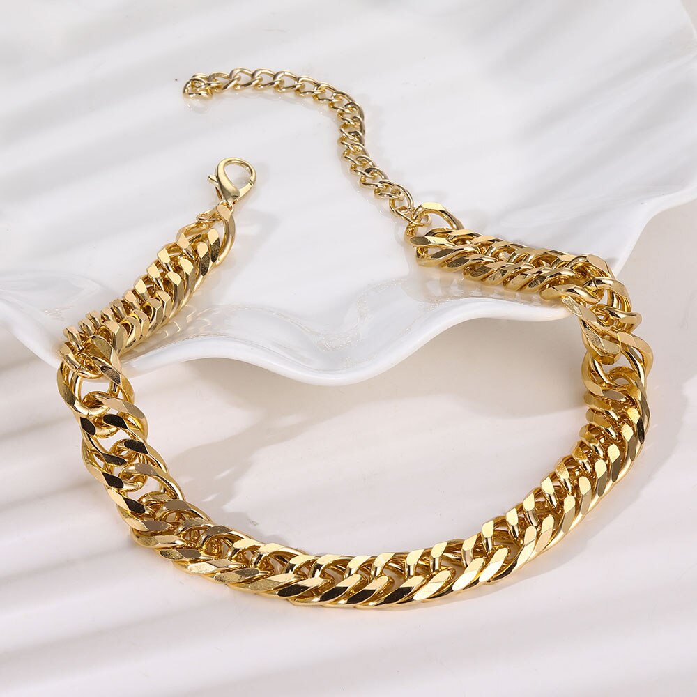 Punk Gothic Twist Thick Chain Necklace for Women Statement Geometry Big Gold Color Thick Chain Choker Necklace Collar Jewelry