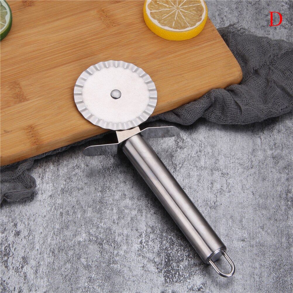 Keuken Pizza Tool 4 Patronen Pizza Cutter Rvs Dubbele Roller Pizza Mes Cutter Gebak Pasta Deeg Crimper: D