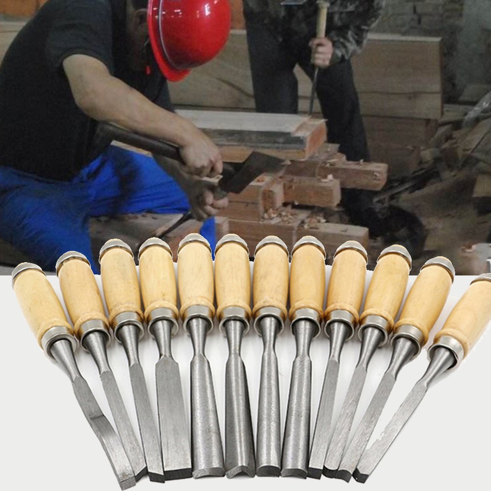 12 Stukken Houtsnijwerk Hand Beitel Tool Set Houtbewerking Professionele Gutsen Met Pouch