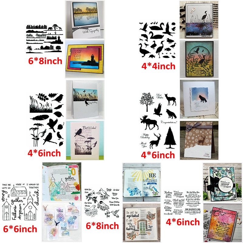 Lake Scenery Swan Elk Birds Tree Valleys Phrase Sentences Clear Transparent Stamps DIY Craft Scrapbooking Making Template