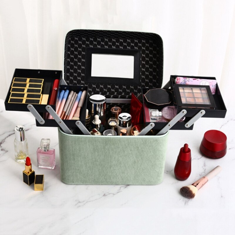 Cosmetic Case Makeup Bag Suitcase Travel Storage Box Large Capacity Wash Bag Double-Door Makeup Case