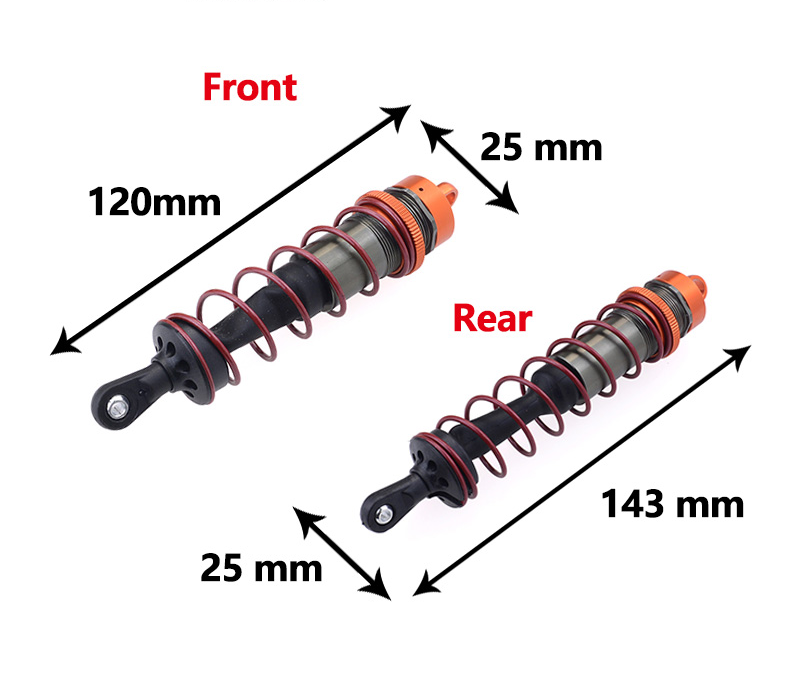 ZD Racing 4PCS Metal Shock Absorber 120mm Front&amp;143mm Rear Damper Suspension for 1/8 RC Car HSP DHK HPI Traxxas JLB Wltoys Drift