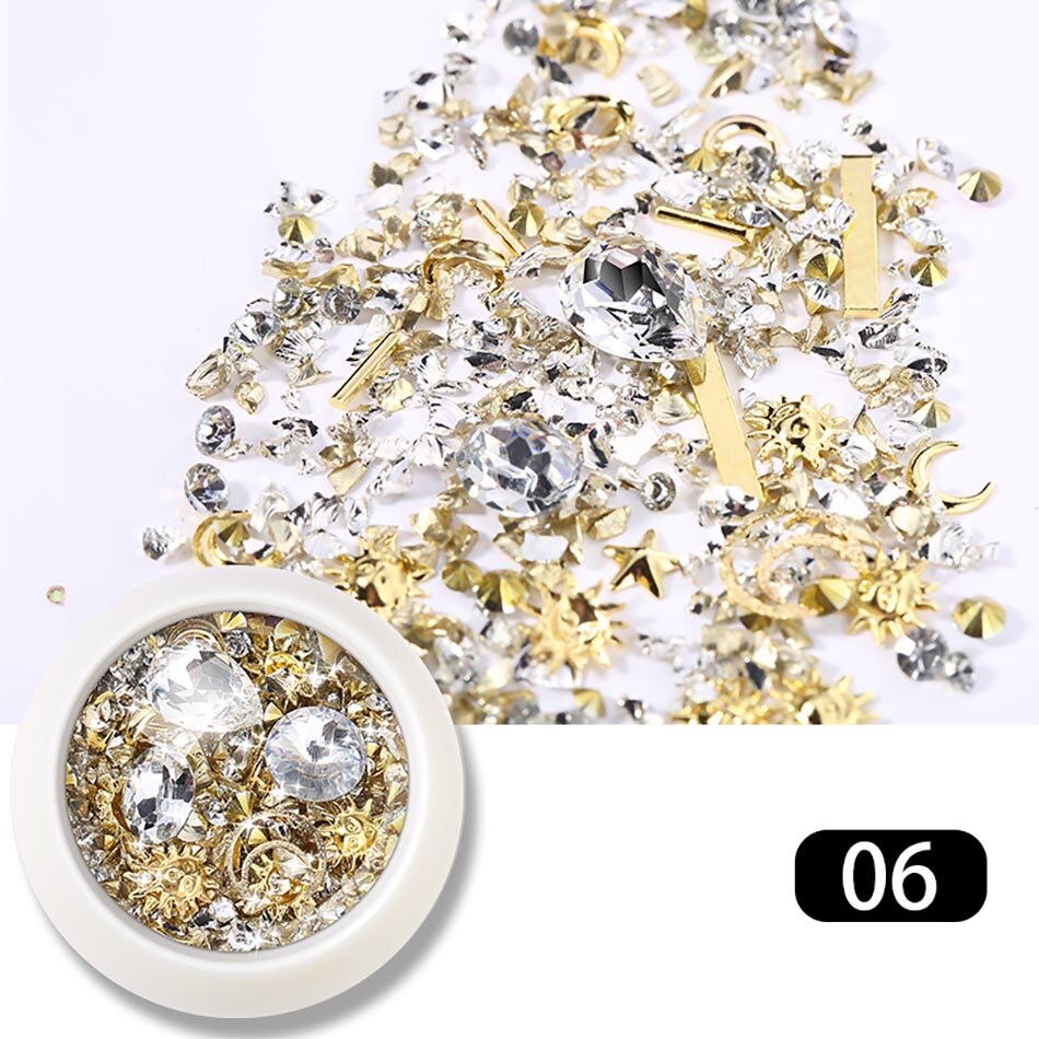 Rowhxy 1 Box Nail Art Decoraties Kleurrijke Rhinestones Nail Shell Voor 3D Nail Art Diamanten Nail Art Legering Voor manicure: 06