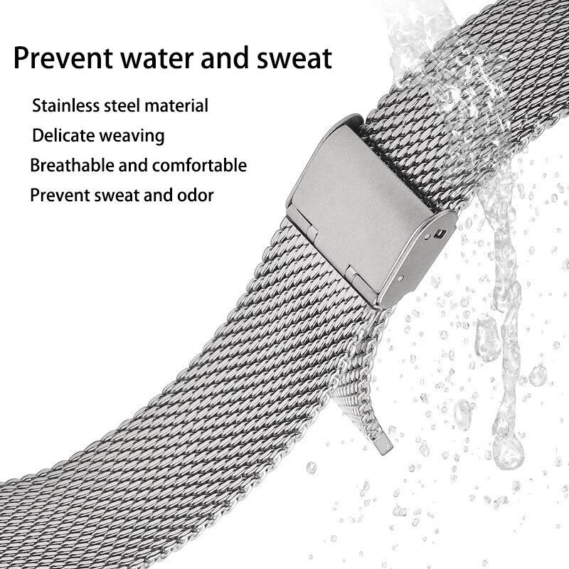 Strap 20mm 22mm Stainless Steel Milanese Watch Band Women Mesh Belt Replacement Strap Black Gold Rose Gold Silver Blue for DW