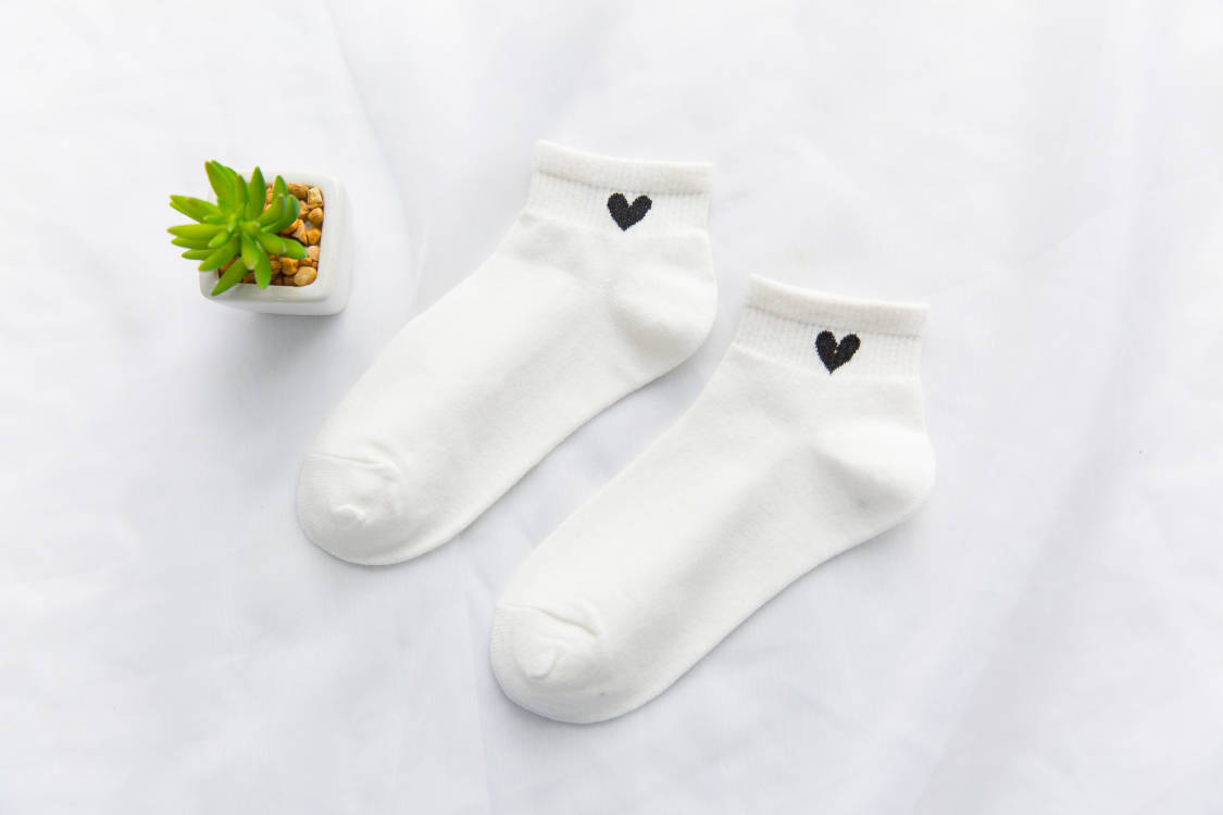 Women Socks Love Heart Cute Female Short Sock Kawaii Cotton Summer Autumn Girls Sock Meias Ankle Sox Calcetines Mujer Girls: Ivory