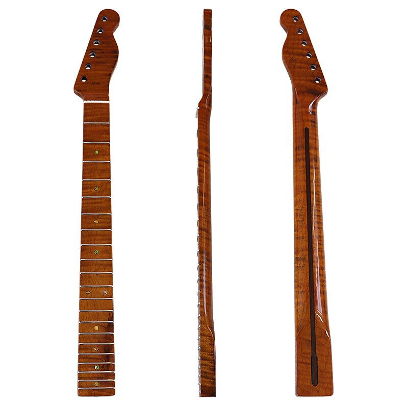 Geroosterde Flame Maple Elektrische Gitaar Hals Tl 1 Stuk Canada Esdoornhout 21 Frets Tl Hals Met Middelste Lijn Tele hals