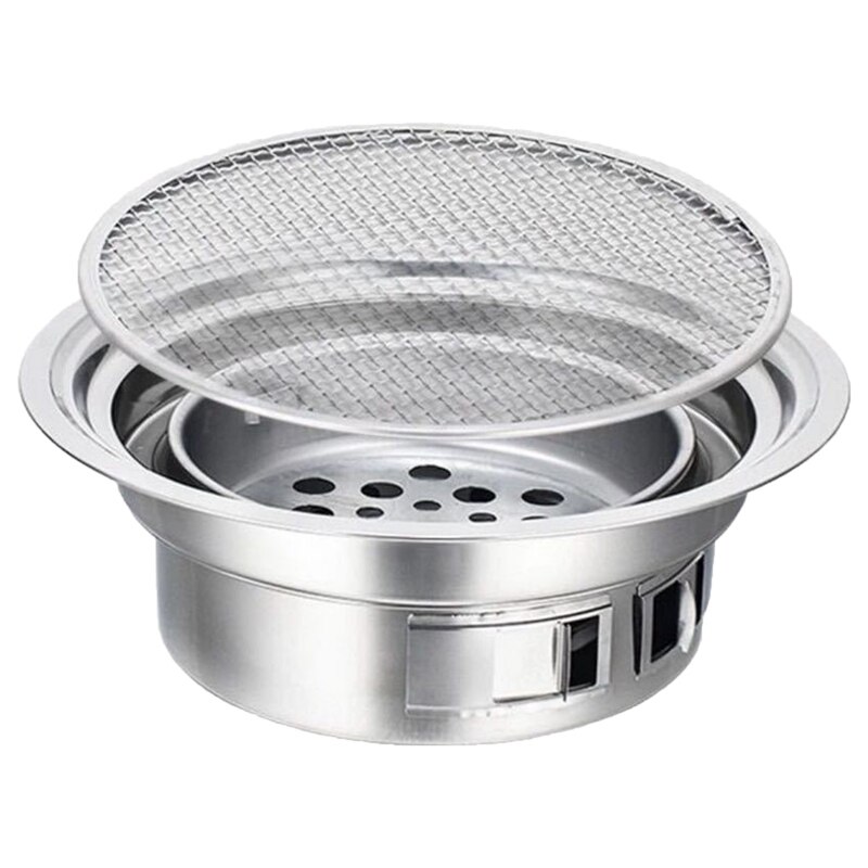 Portable Outdoor bbq grill Round Carbon Barbecue Stove Charcoal Barbecue Grill Stainless Steel Korean Non-stick Barbecue Grills