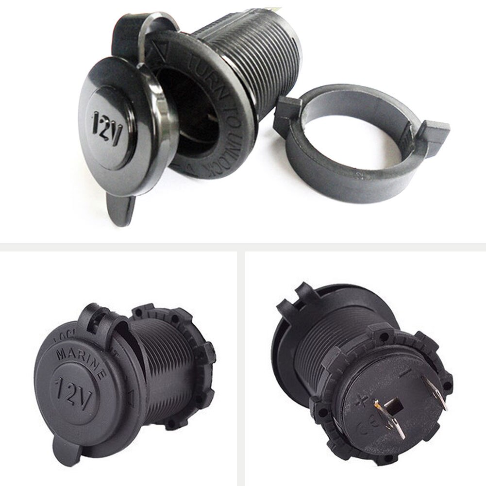 12V Voiture Étanche Prise De Courant Prise de courant Moto Voiture Bateau Tracteur Accessoire De Voiture-style Couleur Noire