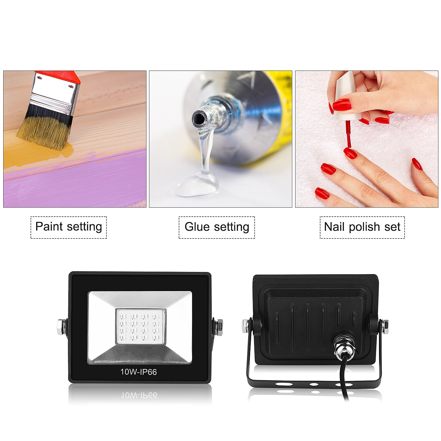 UV Curing Floodlight/Spotlight DIY LED Resin Curing Lamp 10W 405nm UV Resin Output Effect Fast Curing for SLA DLP 3D Printer