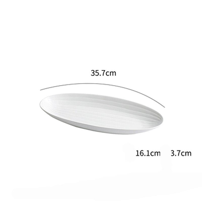 Western food hotel fish plate Olive oval long plate Japanese sushi sashimi Korean dinner plate Fish plate ceramic plate: B