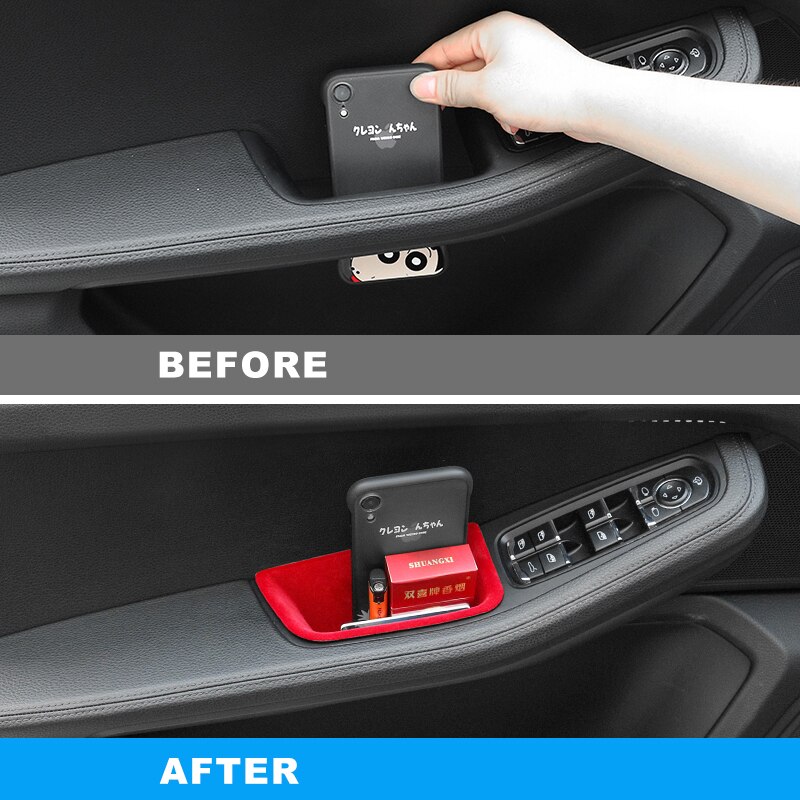 Rood Zwart Auto Interieur Deurklink Organizer Fluwelen Flanel Armsteun Opbergdoos Vat Voor Porsche Macan Auto Styling Accessoires