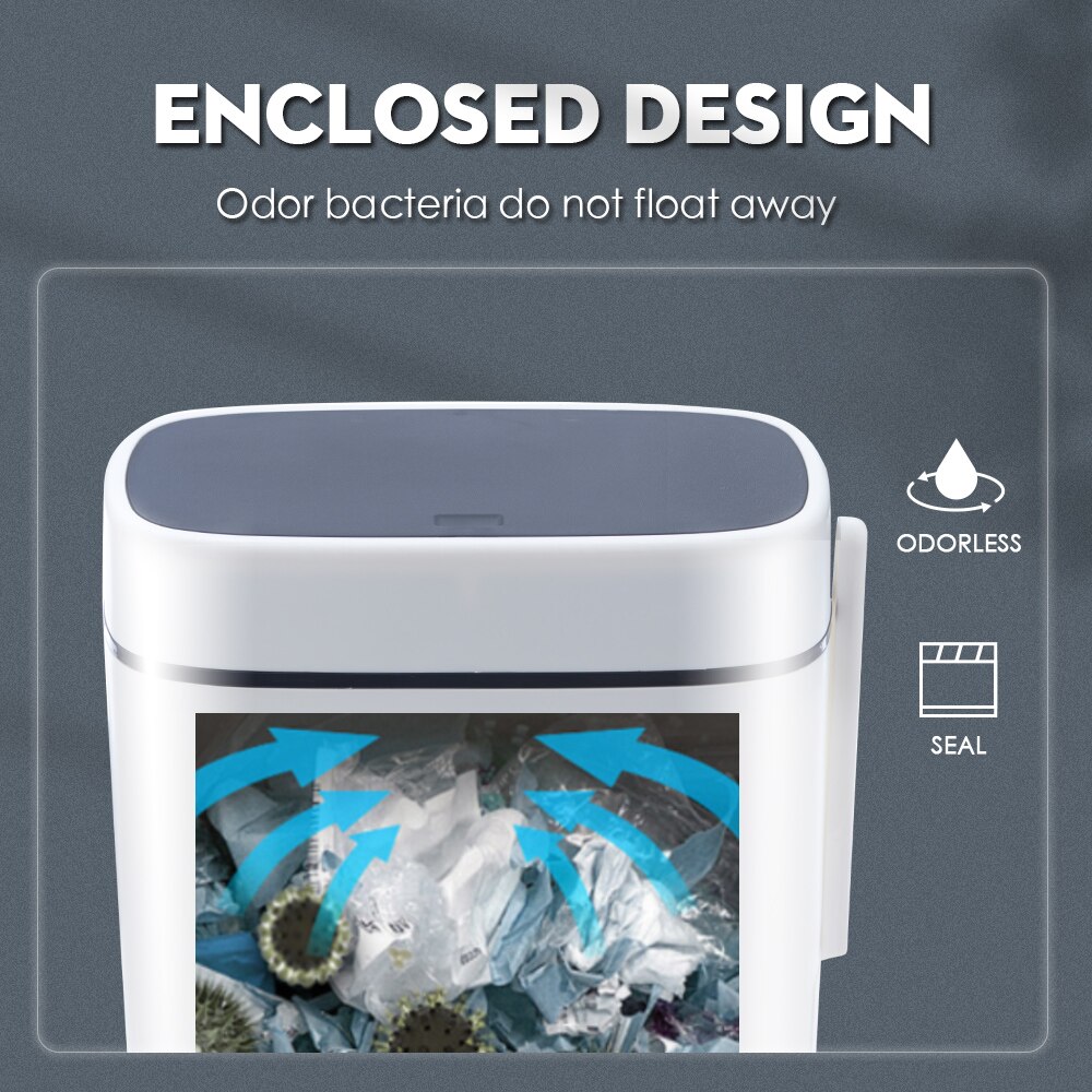 2 IN 1 Slim Plastic Trash Can With Toilet Brush Holder Toilet Narrow Garbage Bin Press Style Bathroom Garbage Bin