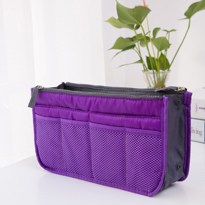 UOSC Organizer Bag Women Nylon Travel Insert Organizer Handbag Purse Large Liner Lady Makeup Cosmetic Bag Female Tote: purple