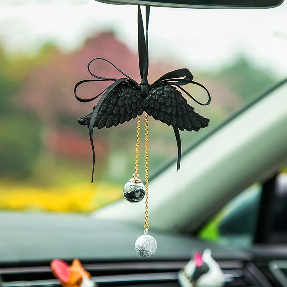 Car Pendant Angel Wings Automobile Rearview Mirror Decoration Ornaments Gypsum Wings Aromatherapy Air Freshener Car Accessories