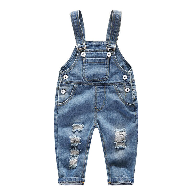 Children Ripped Hole Long Pants Denim Overalls Spring Infant Kids Trousers For Toddler Baby Boy Girl Cowboy Jumpsuit