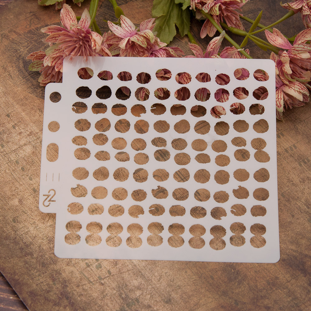 14.1cmx13cm Reusable Plastic Mandala Stencils Painting Templates for Painting DIY Art Projects(Round Dot) S111