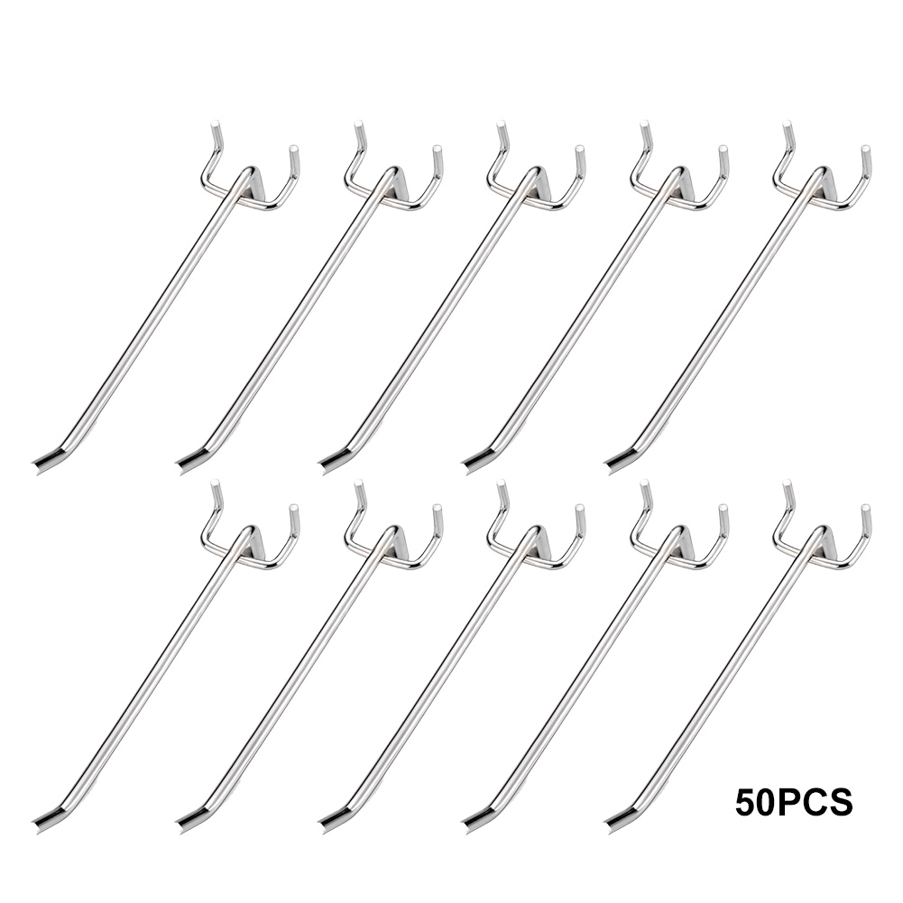 50pcs Shelving For Wall Hanging Retail Display 15cm Steel Lightweight Garage Shop Store Peg Board Hook Pegboard Holder Universal