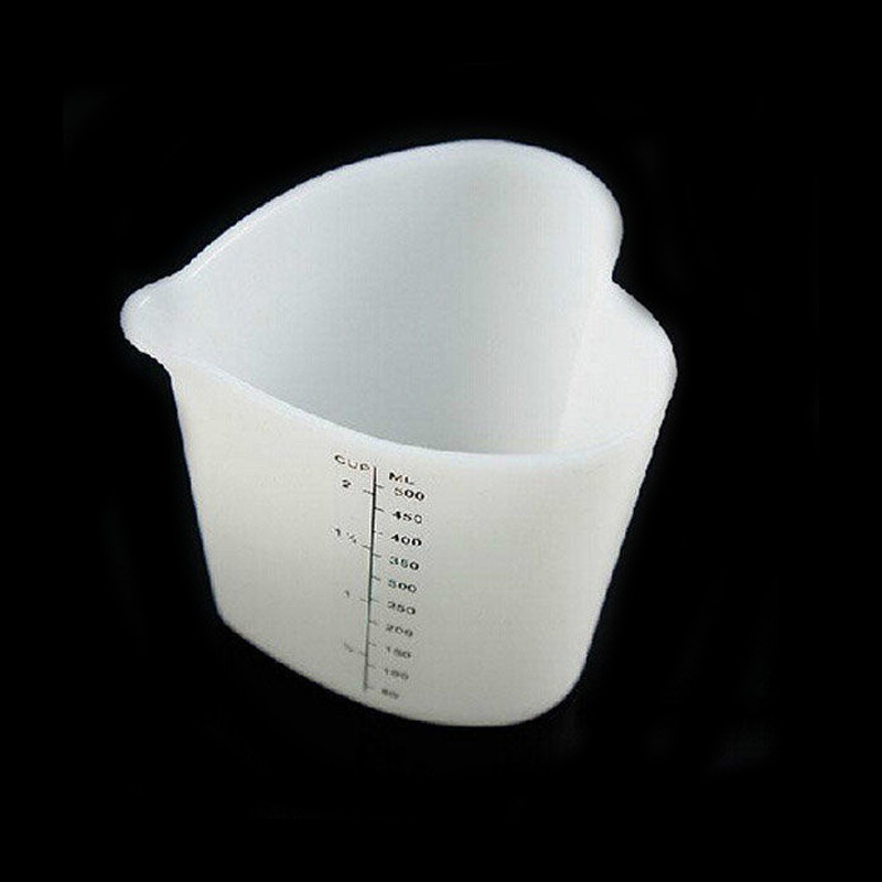 500 Ml Siliconen Maatbekers Heart Shape Thicken Zachte Ovenvaste Flexibele Pinch Giet Cup Cake Bakken Tools JAN88