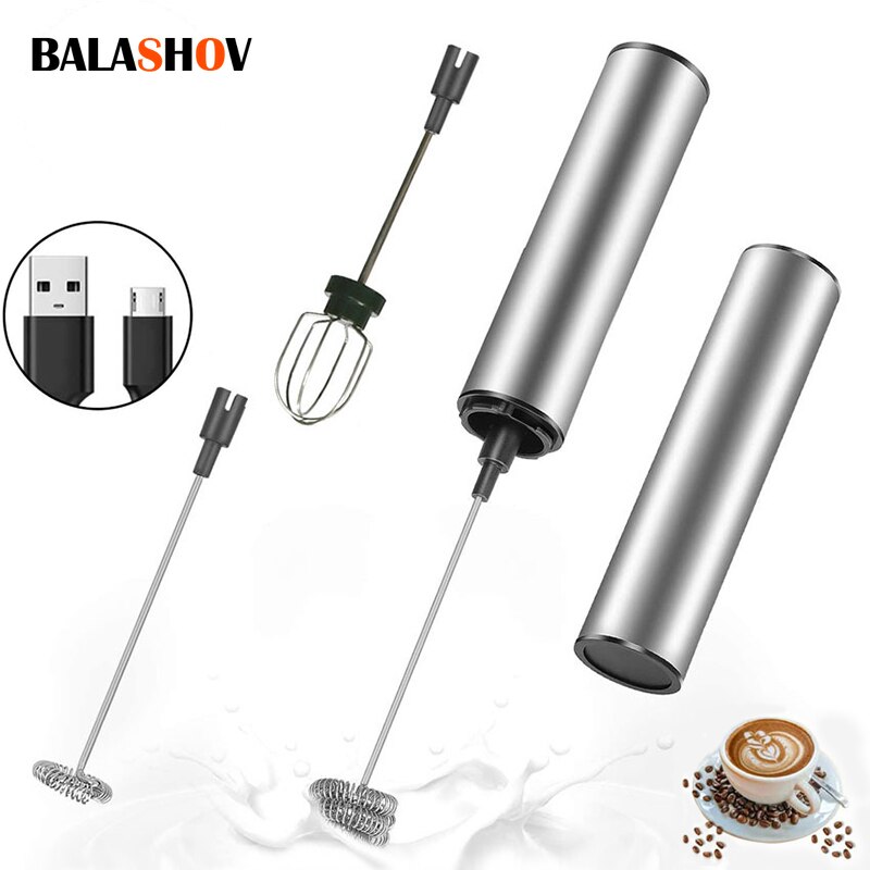 Espumador de leche eléctrico portátil, Mini Espumador de mano recargable por USB, mezclador de bebidas de alta velocidad, licuadora de café, batidor de huevos