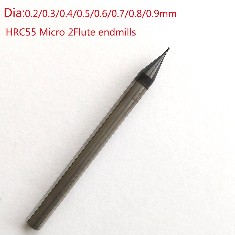 3 stks/partij D0.3xD4x50L 0.3mm 2 fluit HRC55 Micro Carbide Platte Frees CNC Frezen Frezen